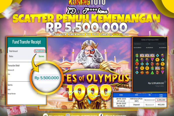 Bukti Kemenangan Slot KuningToto 28 Juni 2025 Slot Gates of Olympus 1000
