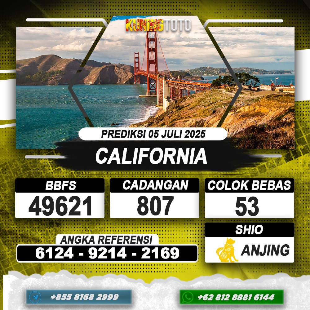 PREDIKSI CALIFORNIA 05 JULI 2025 | PREDIKSI TOGEL KUNINGTOTO
