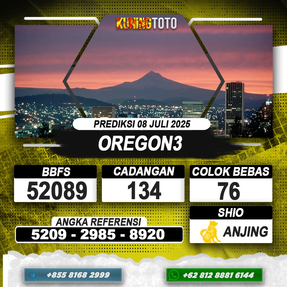 PREDIKSI OREGON3 08 JUNI 2025 | PREDIKSI TOGEL KUNINGTOTO