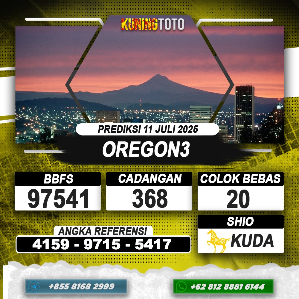 PREDIKSI OREGON3 11 JUNI 2025 | PREDIKSI TOGEL KUNINGTOTO