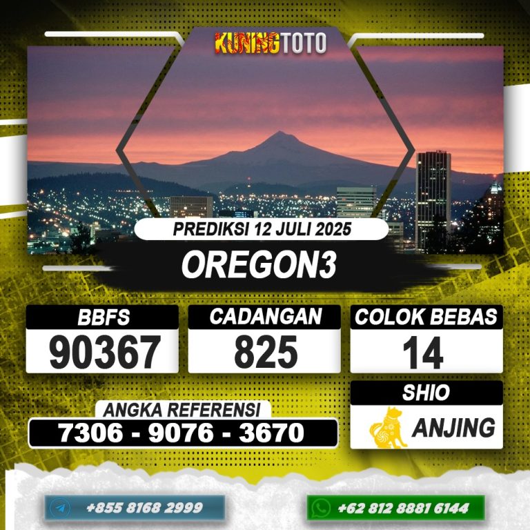 PREDIKSI OREGON3 12 JUNI 2025 | PREDIKSI TOGEL KUNINGTOTO