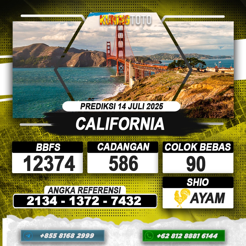 PREDIKSI CALIFORNIA 14 JULI 2025 | PREDIKSI TOGEL KUNINGTOTO