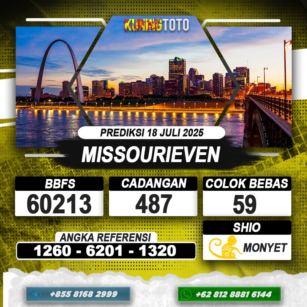 PREDIKSI MISSOURIEVEN 18 JULI 2025 | PREDIKSI TOGEL KUNINGTOTO