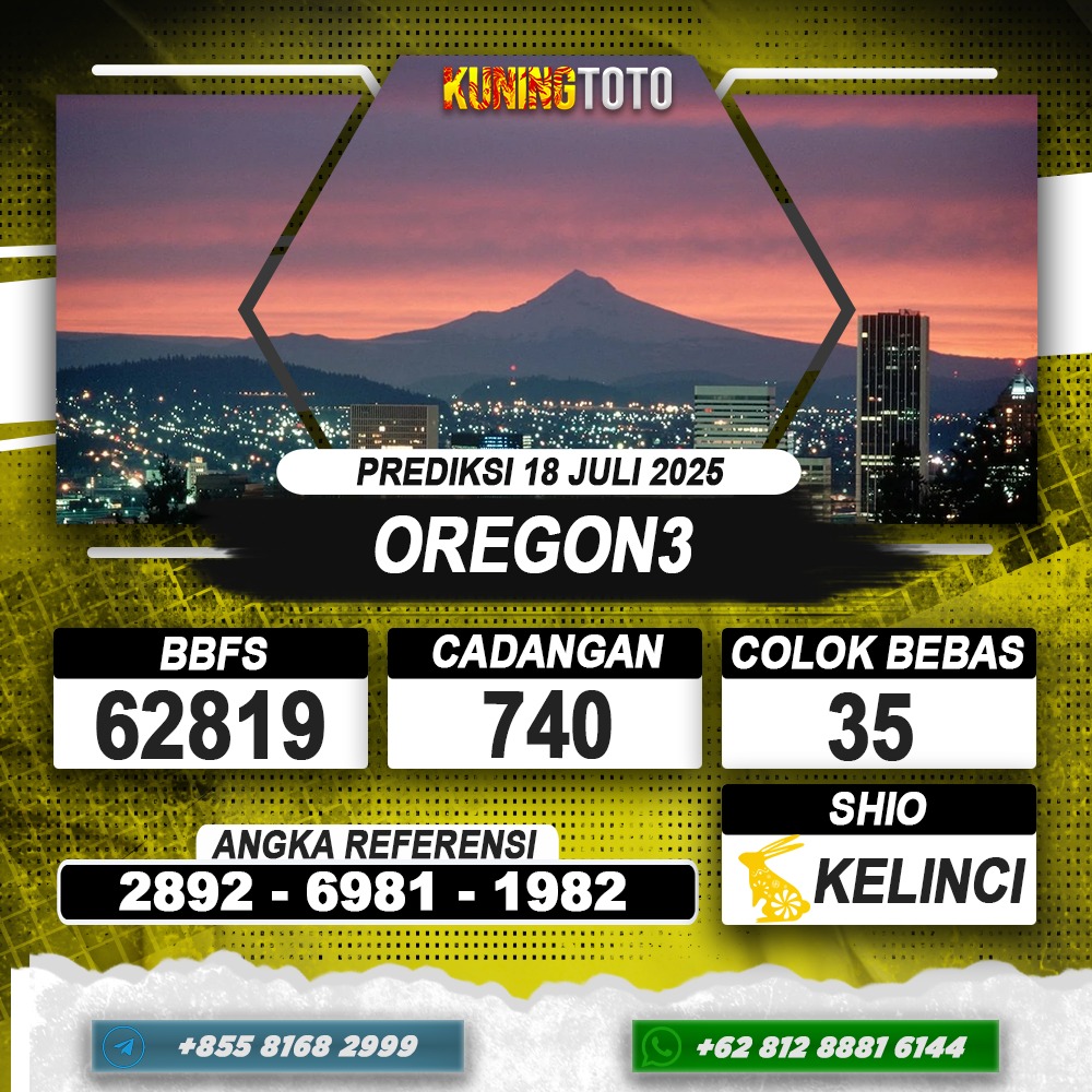 PREDIKSI OREGON3 18 JUNI 2025 | PREDIKSI TOGEL KUNINGTOTO