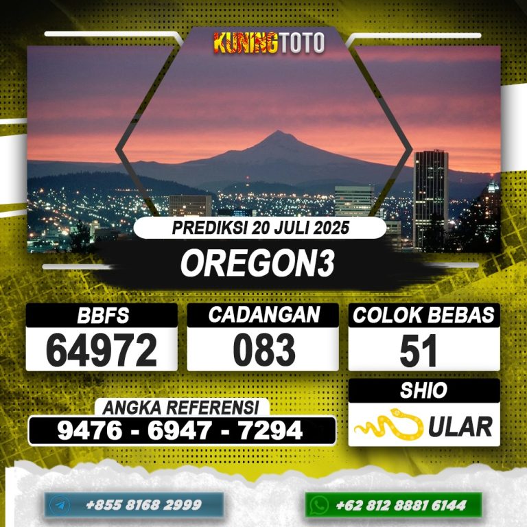 PREDIKSI OREGON3 20 JUNI 2025 | PREDIKSI TOGEL KUNINGTOTO