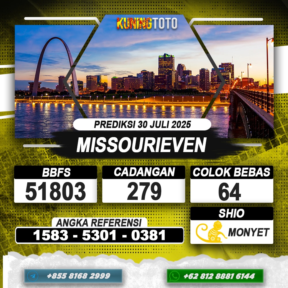 PREDIKSI MISSOURIEVEN 30 JULI 2025 | PREDIKSI TOGEL KUNINGTOTO