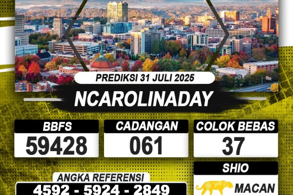 PREDIKSI NCAROLINADAY 31 JULI 2025 | PREDIKSI TOGEL KUNINGTOTO