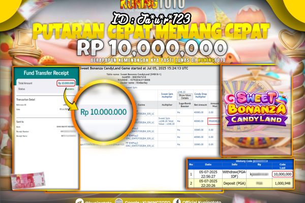 Bukti Kemenangan Slot KuningToto 05 Juli 2025 Slot Sweet Bonanza Candyland