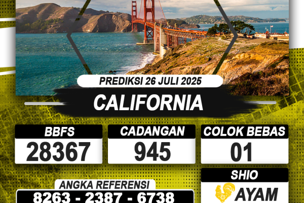 PREDIKSI CALIFORNIA 26 JULI 2025 | PREDIKSI TOGEL KUNINGTOTO
