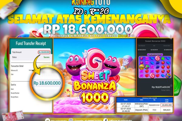 Bukti Kemenangan Slot KuningToto 02 Juli 2025 Slot Sweet Bonanza 1000