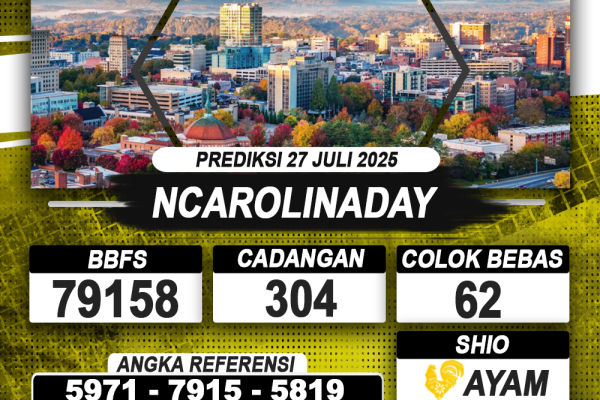 PREDIKSI NCAROLINADAY 27 JULI 2025 | PREDIKSI TOGEL KUNINGTOTO