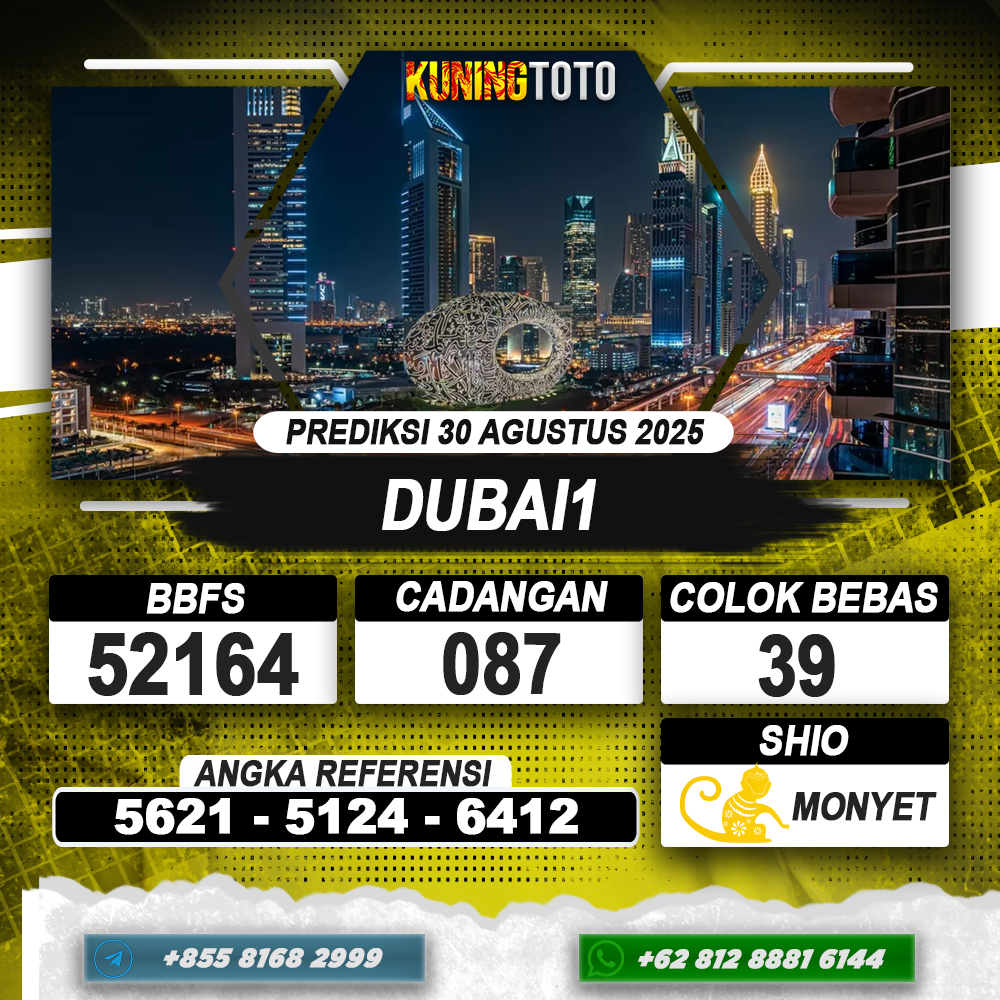 PREDIKSI DUBAI1 30 AGUSTUS 2025 | PREDIKSI TOGEL KUNINGTOTO