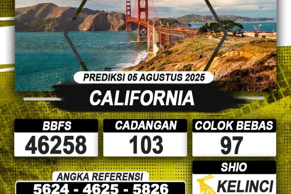 PREDIKSI CALIFORNIA 05 AGUSTUS 2025 | PREDIKSI TOGEL KUNINGTOTO