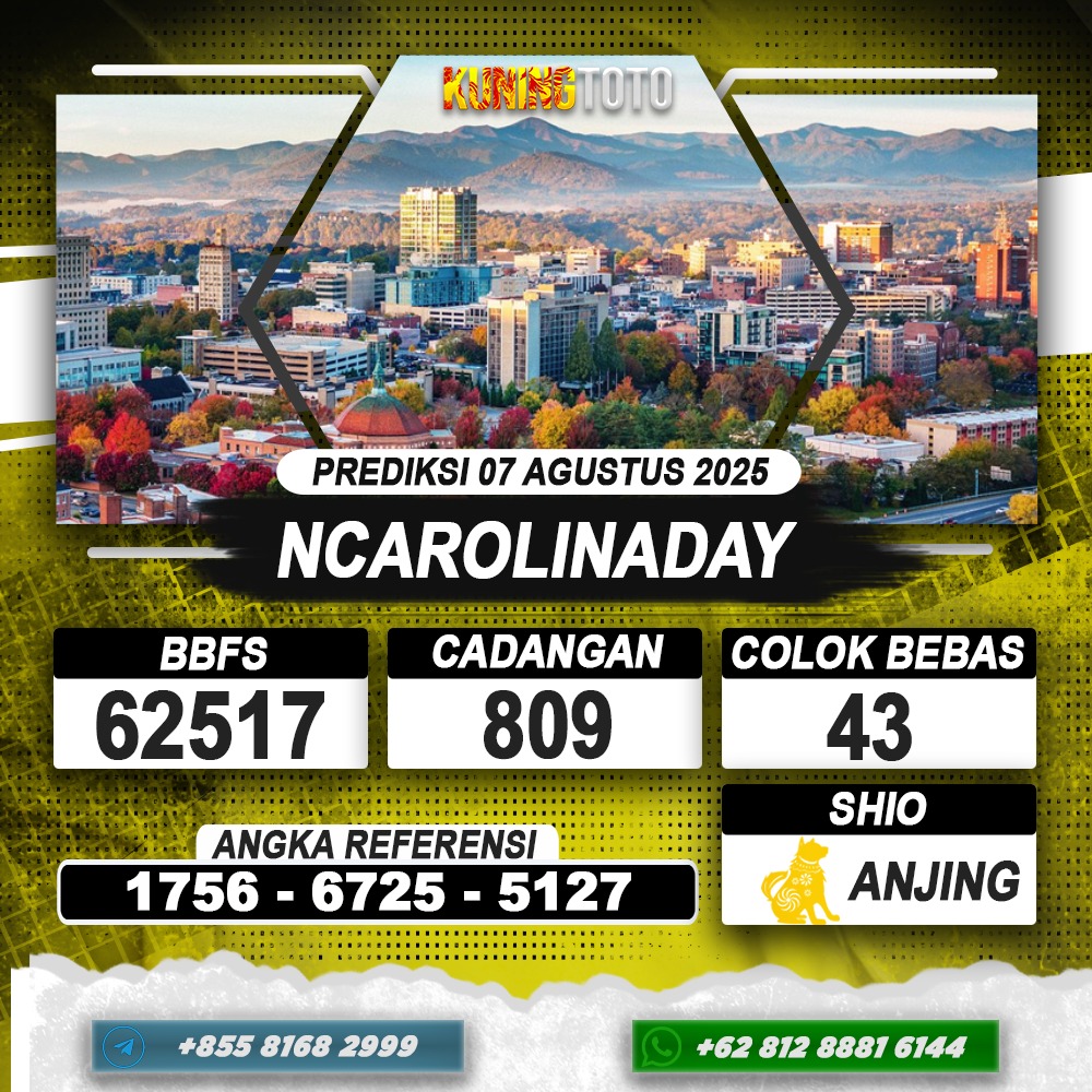 PREDIKSI NCAROLINADAY 07 AGUSTUS 2025 | PREDIKSI TOGEL KUNINGTOTO