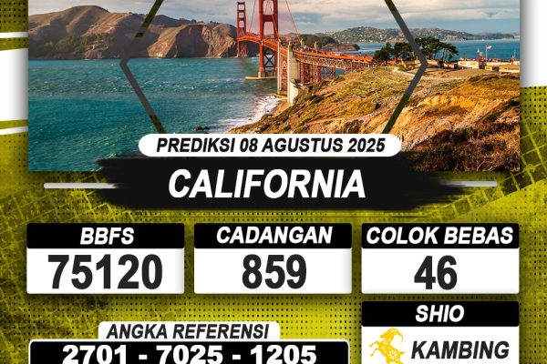 PREDIKSI CALIFORNIA 08 AGUSTUS 2025 | PREDIKSI TOGEL KUNINGTOTO