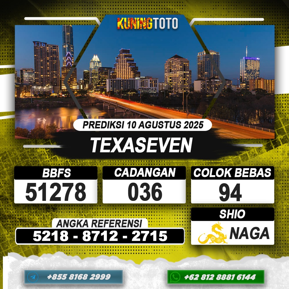 PREDIKSI TEXASEVEN 10 AGUSTUS 2025 | PREDIKSI TOGEL KUNINGTOTO