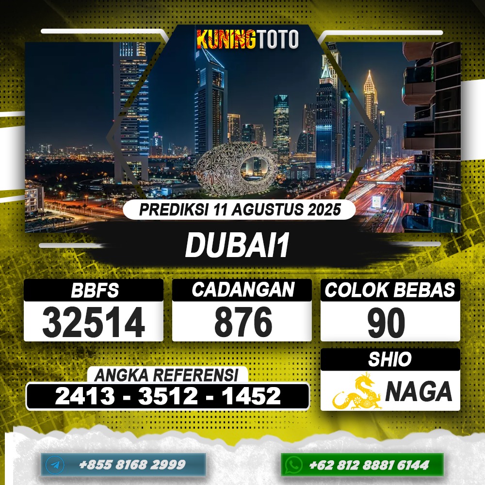 PREDIKSI DUBAI1 11 AGUSTUS 2025 | PREDIKSI TOGEL KUNINGTOTO