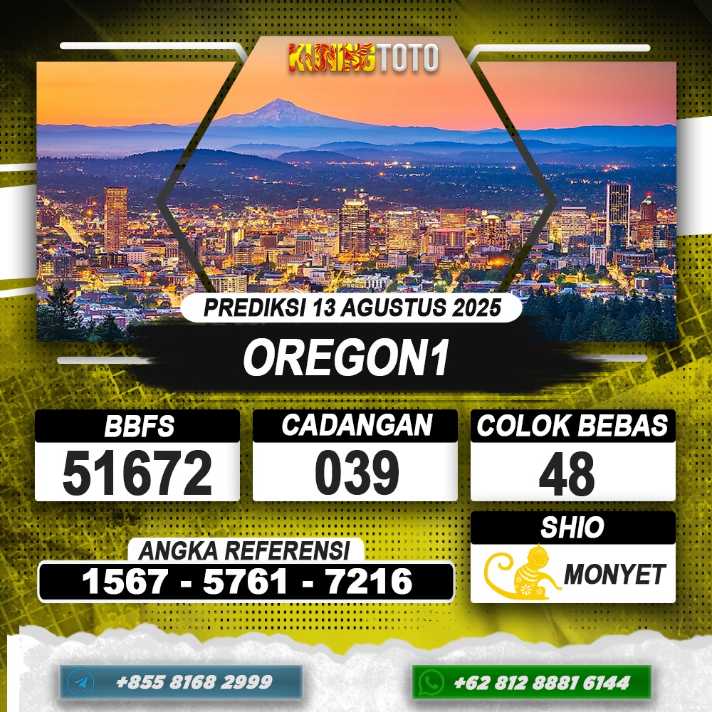 PREDIKSI OREGON1 13 AGUSTUS 2025 | PREDIKSI TOGEL KUNINGTOTO