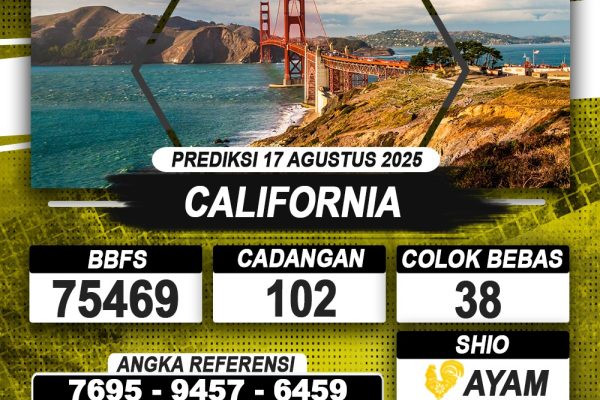 PREDIKSI CALIFORNIA 17 AGUSTUS 2025 | PREDIKSI TOGEL KUNINGTOTO