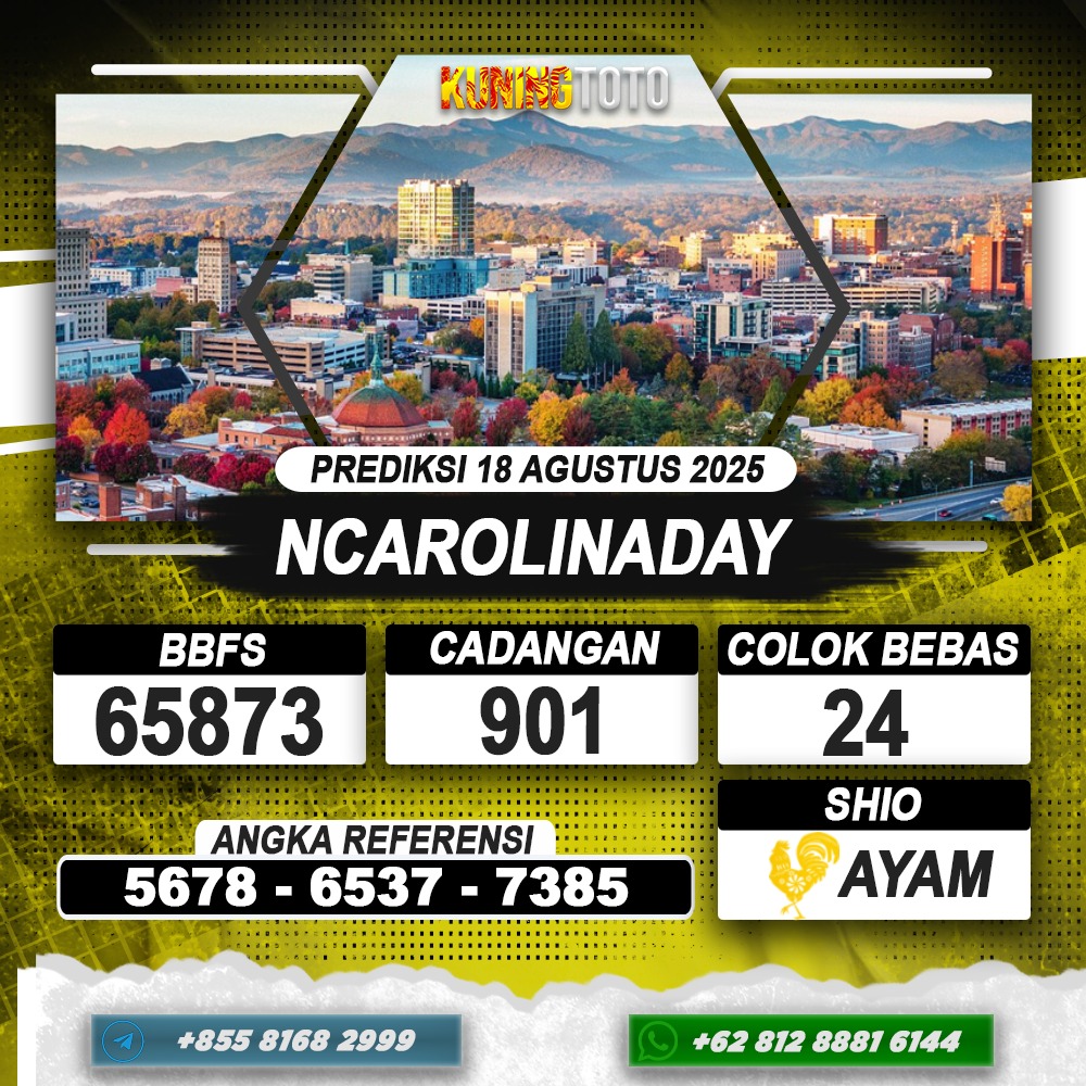 PREDIKSI NCAROLINADAY 18 AGUSTUS 2025 | PREDIKSI TOGEL KUNINGTOTO