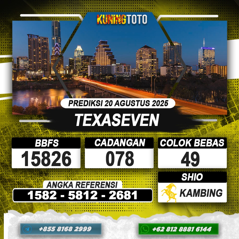 PREDIKSI TEXASEVEN 20 AGUSTUS 2025 | PREDIKSI TOGEL KUNINGTOTO