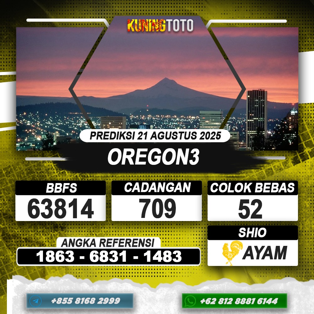 PREDIKSI OREGON3 21 AGUSTUS 2025 | PREDIKSI TOGEL KUNINGTOTO