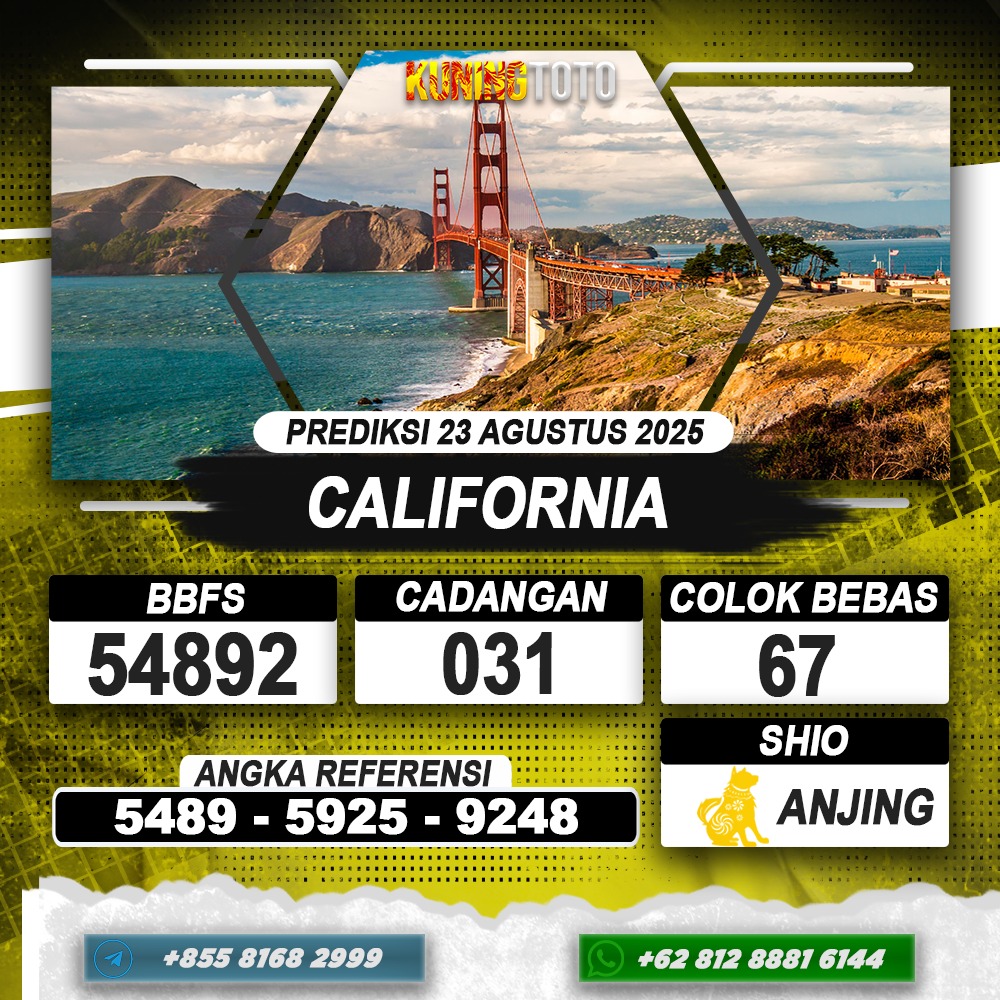 PREDIKSI CALIFORNIA 23 AGUSTUS 2025 | PREDIKSI TOGEL KUNINGTOTO