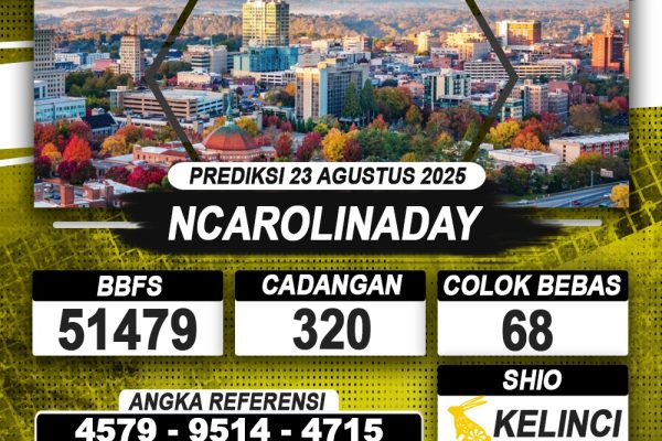 PREDIKSI NCAROLINADAY 23 AGUSTUS 2025 | PREDIKSI TOGEL KUNINGTOTO