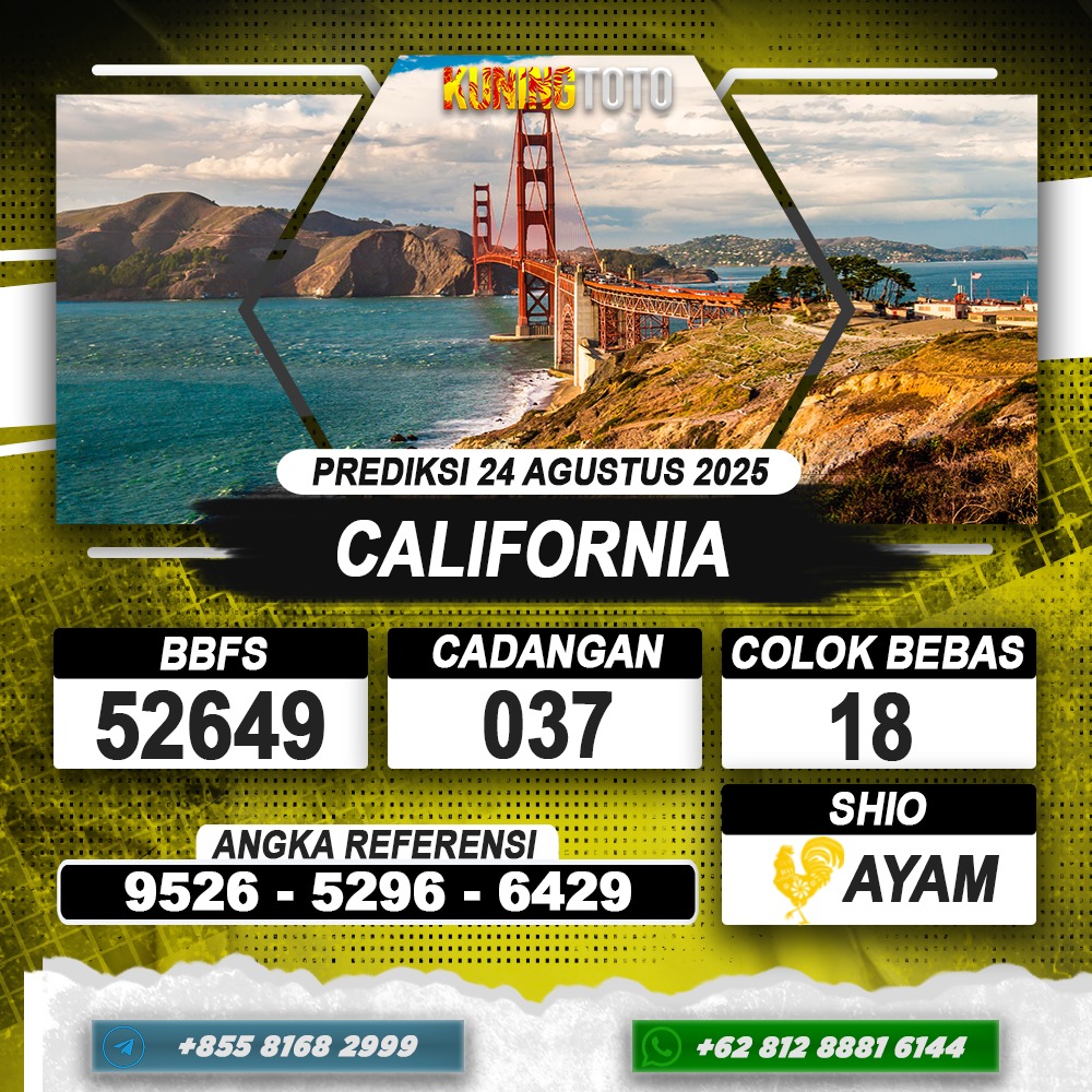 PREDIKSI CALIFORNIA 24 AGUSTUS 2025 | PREDIKSI TOGEL KUNINGTOTO