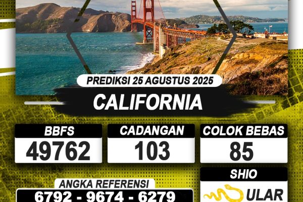 PREDIKSI CALIFORNIA 25 AGUSTUS 2025 | PREDIKSI TOGEL KUNINGTOTO