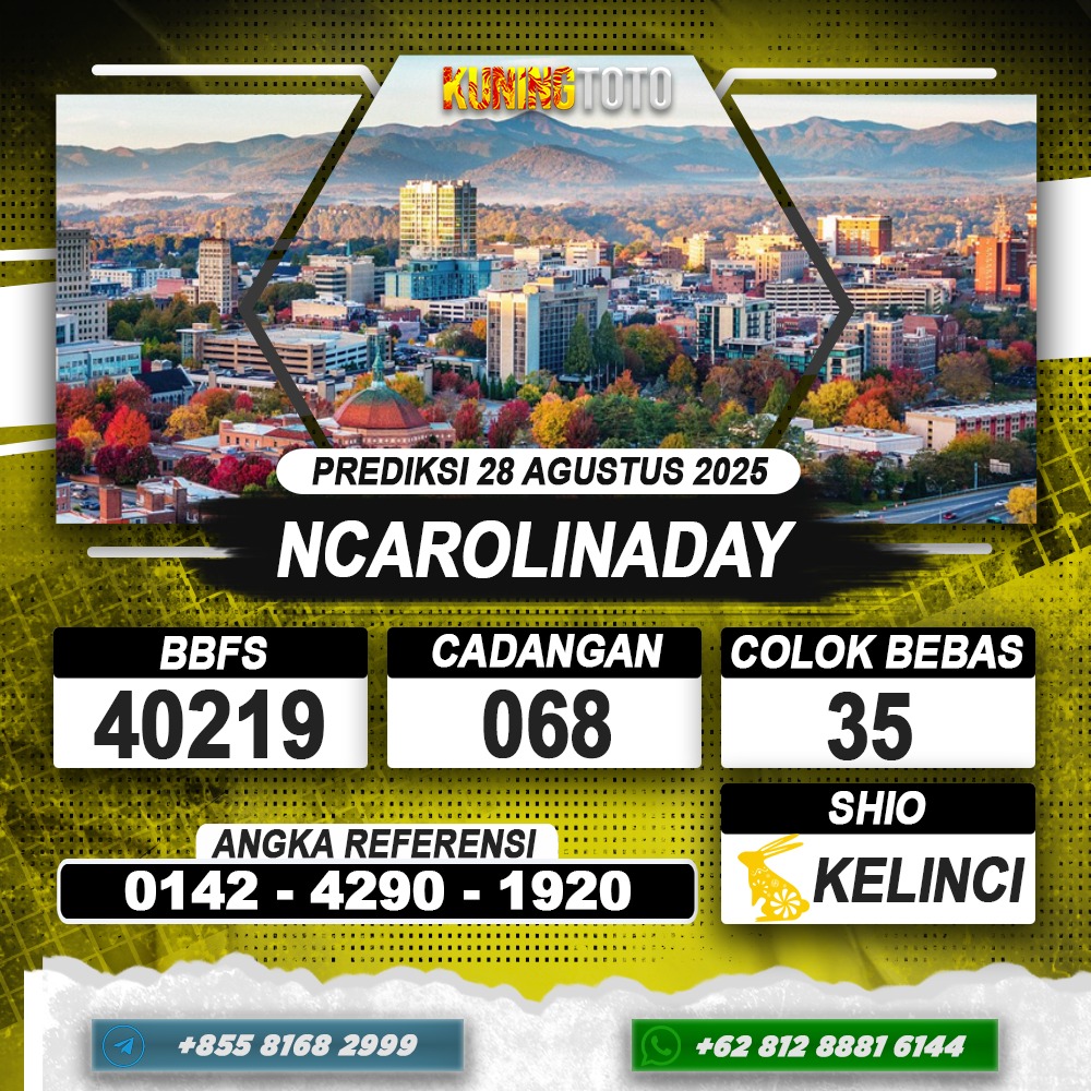 PREDIKSI NCAROLINADAY 28 AGUSTUS 2025 | PREDIKSI TOGEL KUNINGTOTO