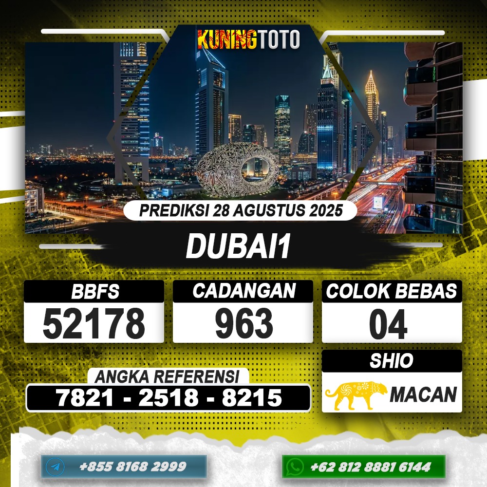 PREDIKSI DUBAI1 28 AGUSTUS 2025 | PREDIKSI TOGEL KUNINGTOTO