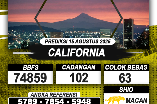PREDIKSI CALIFORNIA 15 AGUSTUS 2025 | PREDIKSI TOGEL KUNINGTOTO