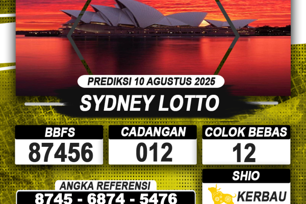 PREDIKSI SYDNEY LOTTO 10 AGUSTUS 2025 | PREDIKSI TOGEL KUNINGTOTO