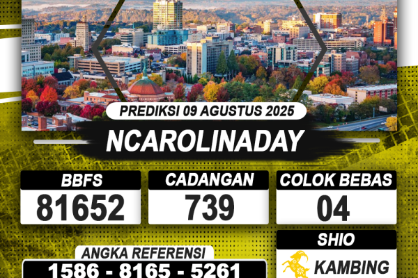PREDIKSI NCAROLINADAY 09 AGUSTUS 2025 | PREDIKSI TOGEL KUNINGTOTO