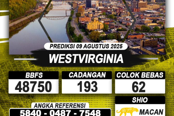 PREDIKSI WESTVIRGINIA 09 AGUSTUS 2025 | PREDIKSI TOGEL KUNINGTOTO