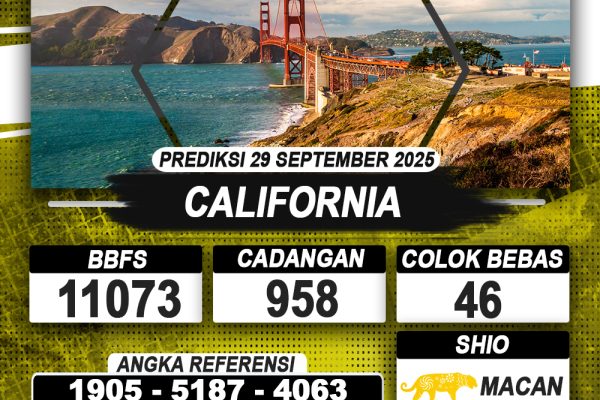 PREDIKSI CALIFORNIA 29 SEPTEMBER 2025 | PREDIKSI TOGEL KUNINGTOTO