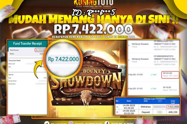 Bukti Kemenangan Slot KuningToto 14 September 2025 Slot Wild Bounty Showdown