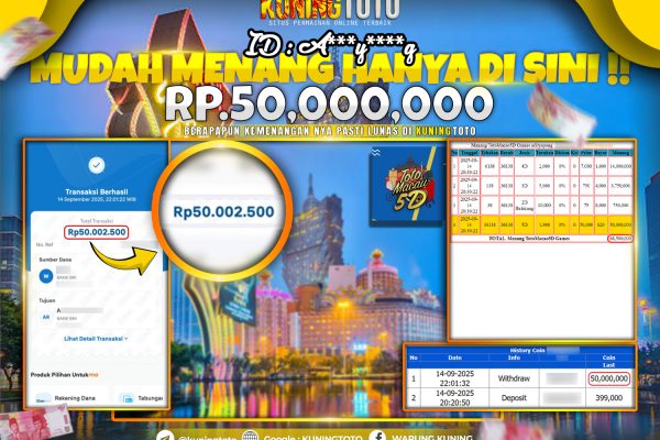 Bukti Kemenangan Togel KuningToto 14 September 2025 Pasaran Toto Macau 5D