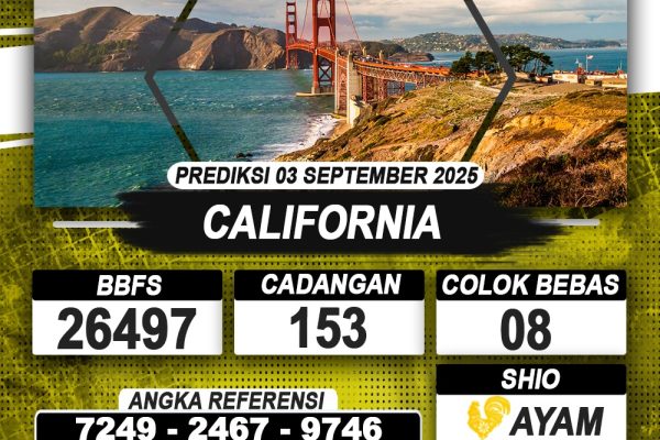 PREDIKSI CALIFORNIA 03 SEPTEMBER 2025 | PREDIKSI TOGEL KUNINGTOTO