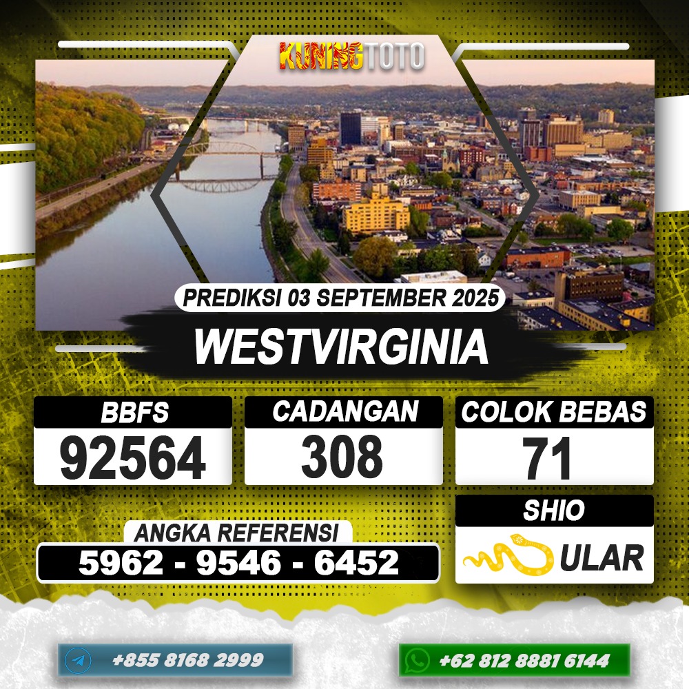 PREDIKSI WESTVIRGINIA 03 SEPTEMBER 2025 | PREDIKSI TOGEL KUNINGTOTO