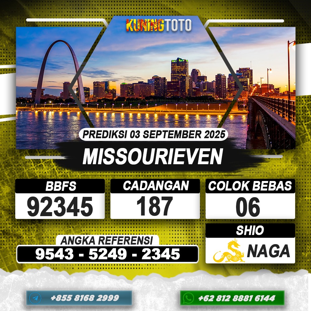 PREDIKSI MISSOURIEVEN 03 AGUSTUS 2025 | PREDIKSI TOGEL KUNINGTOTO