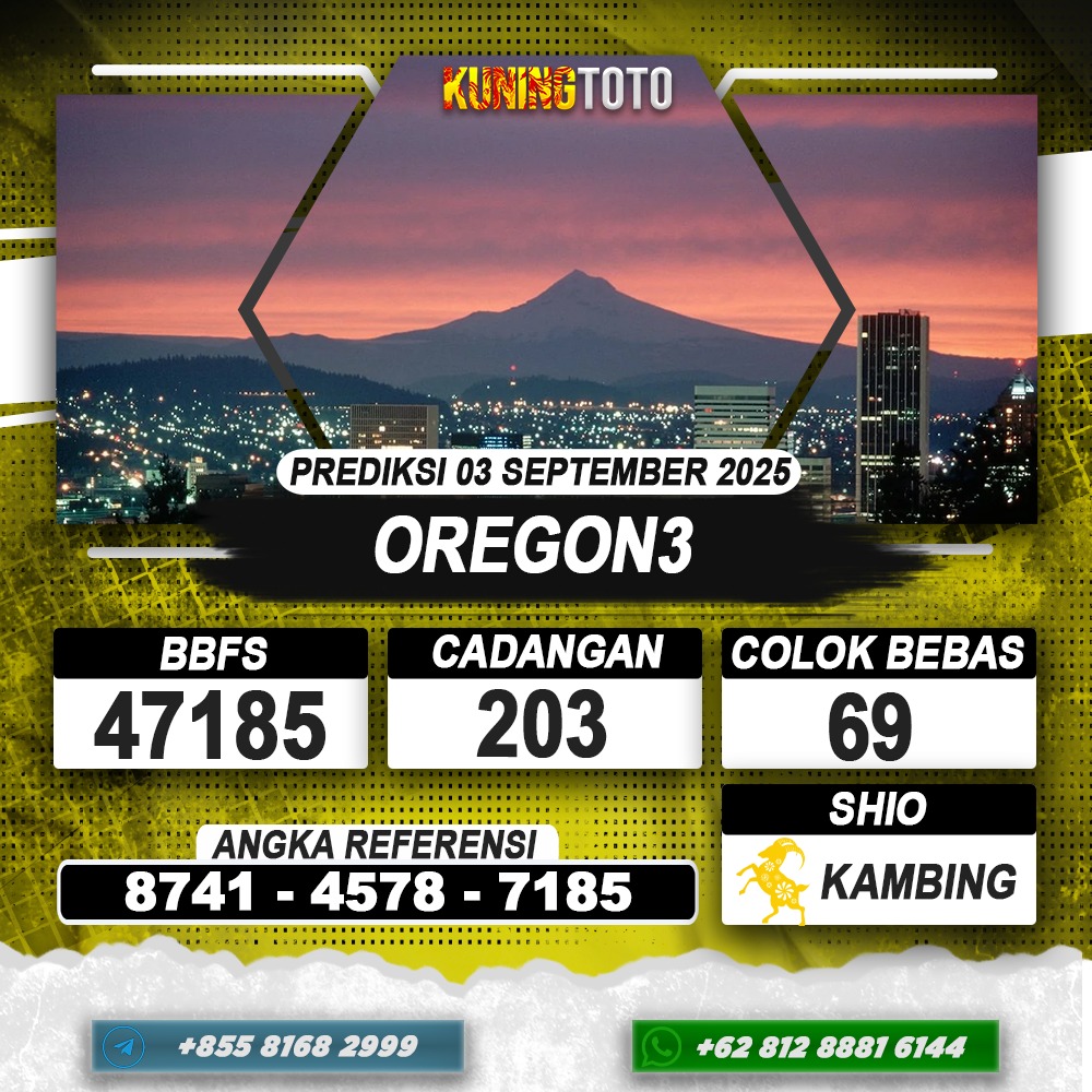 PREDIKSI OREGON3 03 SEPTEMBER 2025 | PREDIKSI TOGEL KUNINGTOTO