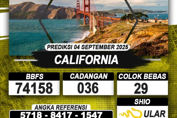 PREDIKSI CALIFORNIA 04 SEPTEMBER 2025 | PREDIKSI TOGEL KUNINGTOTO PREDIKSI CALIFORNIA 04 SEPTEMBER 2025 | PREDIKSI TOGEL KUNINGTOTO