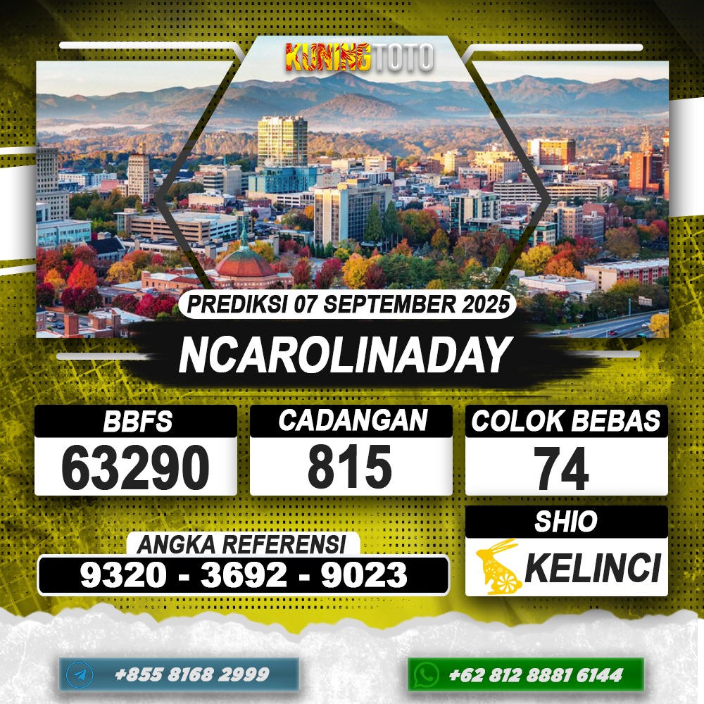 PREDIKSI NCAROLINADAY 07 SEPTEMBER 2025 | PREDIKSI TOGEL KUNINGTOTO