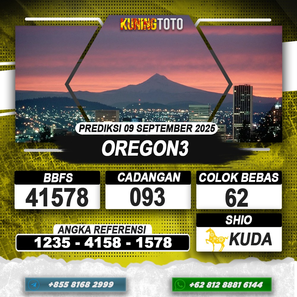 PREDIKSI OREGON3 09 SEPTEMBER 2025 | PREDIKSI TOGEL KUNINGTOTO