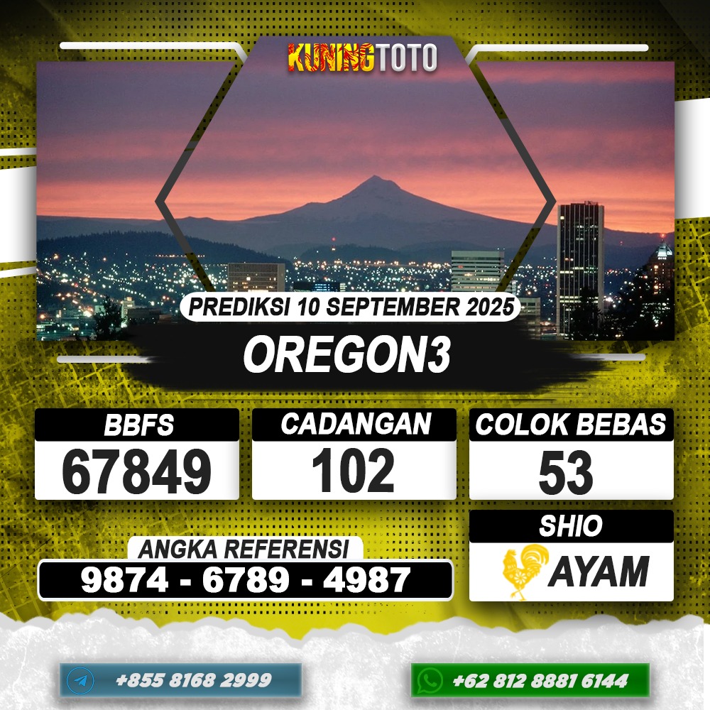 PREDIKSI OREGON3 10 SEPTEMBER 2025 | PREDIKSI TOGEL KUNINGTOTO