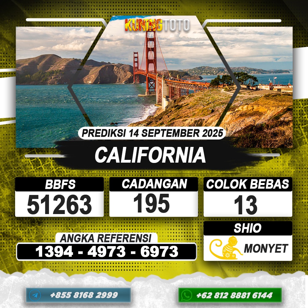 PREDIKSI CALIFORNIA 14 SEPTEMBER 2025 | PREDIKSI TOGEL KUNINGTOTO