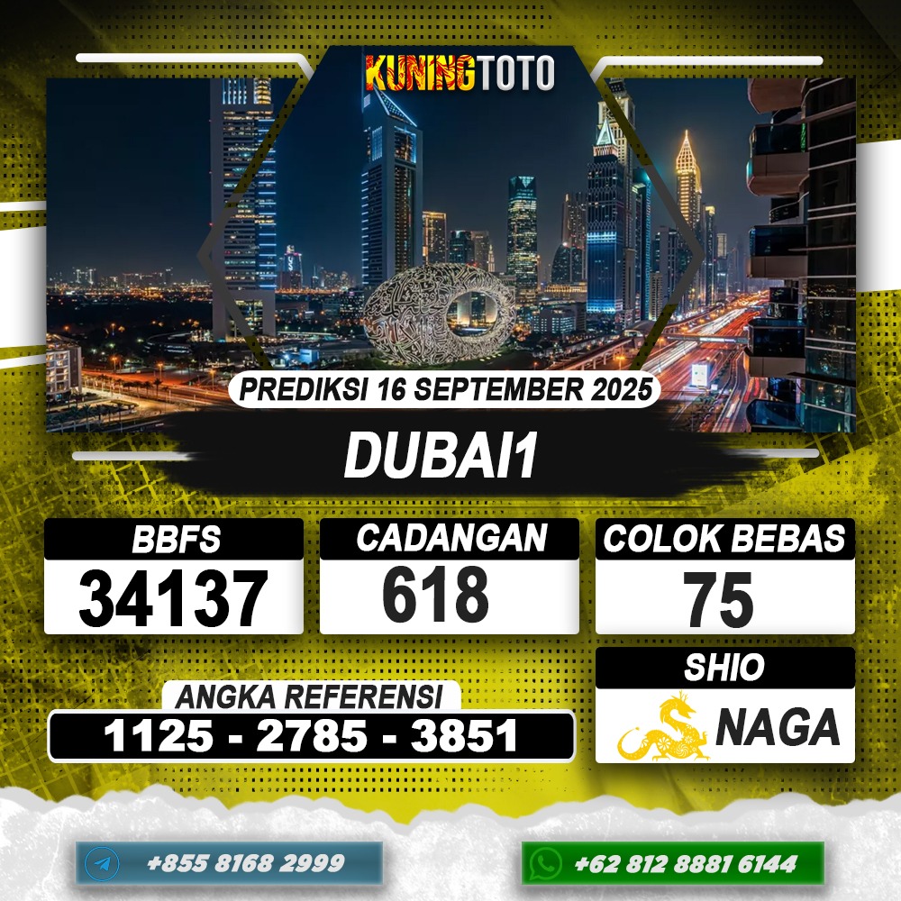 PREDIKSI DUBAI1 16 SEPTEMBER 2025 | PREDIKSI TOGEL KUNINGTOTO