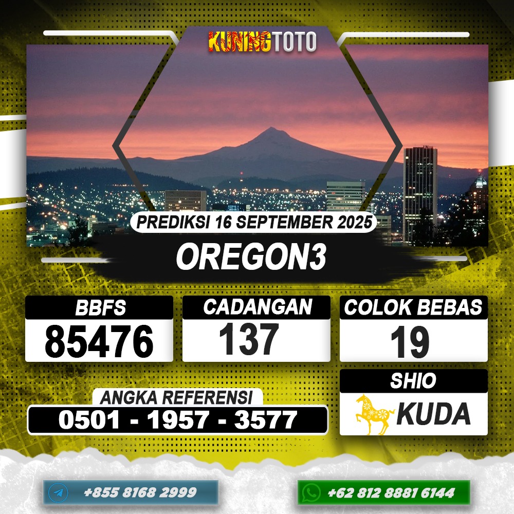 PREDIKSI OREGON3 16 SEPTEMBER 2025 | PREDIKSI TOGEL KUNINGTOTO